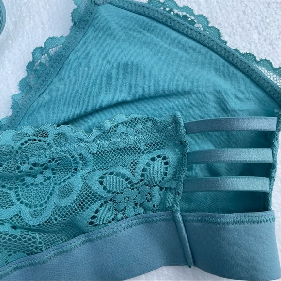 Aerie Lace Racerback Bralette, Green Medium - Picture 6 of 7
